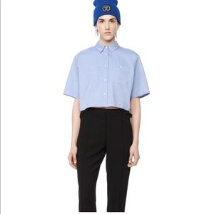 T by Alexander Wang cropped cotton button up